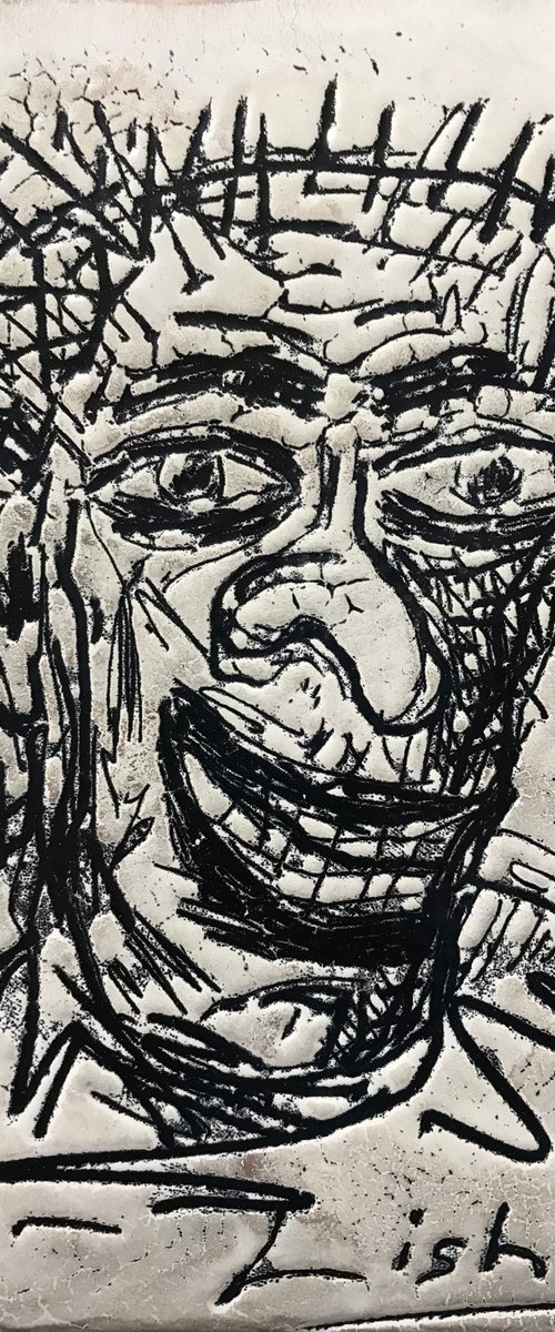 Portrait  (Hot enamel on copper) by V. Lishko