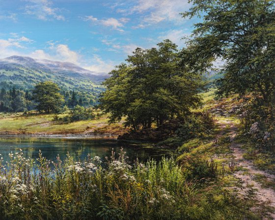 The path by the blooming river