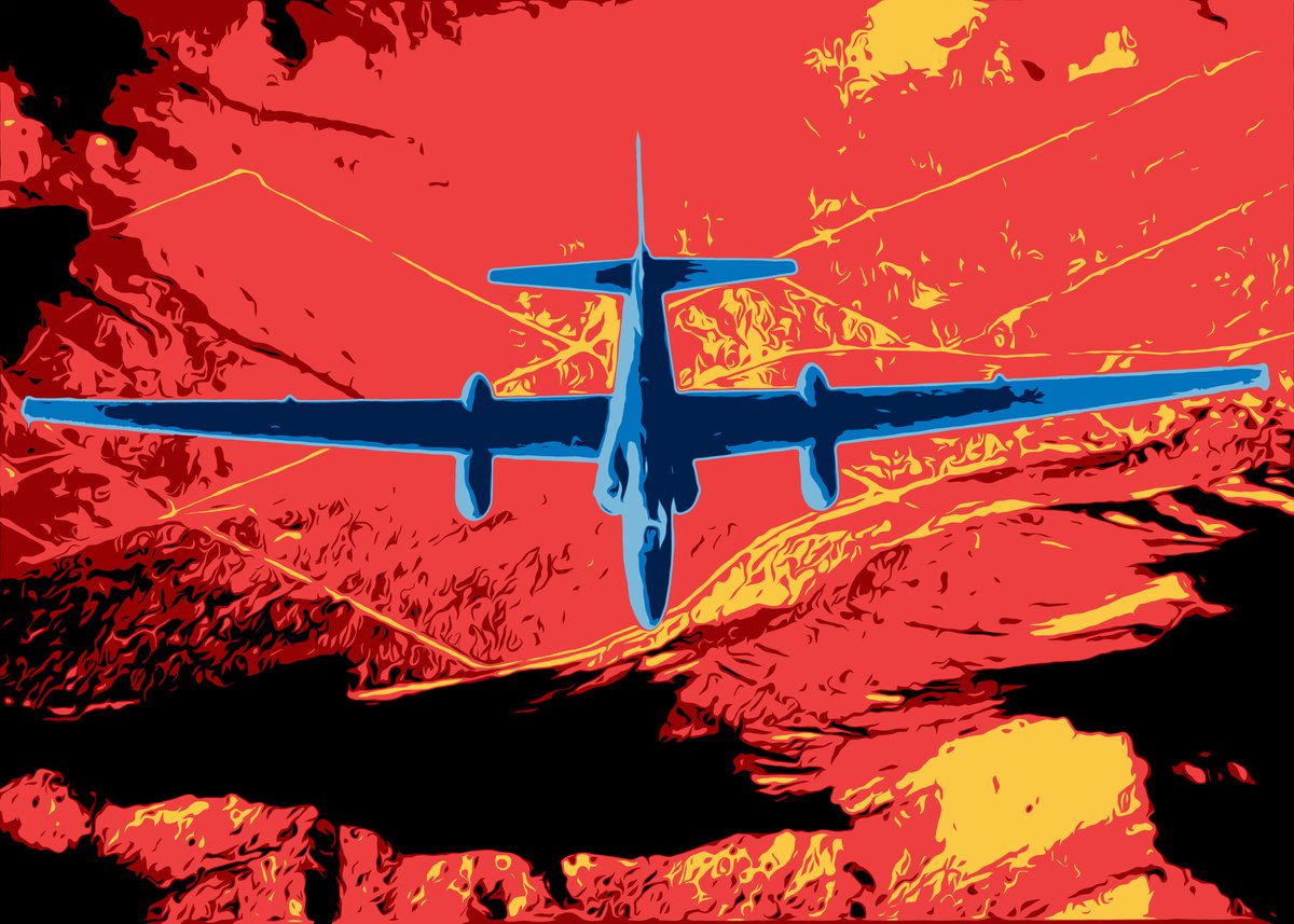 Fire plane | 27,6x19,7 (70x50 cm) by Kosta Morr