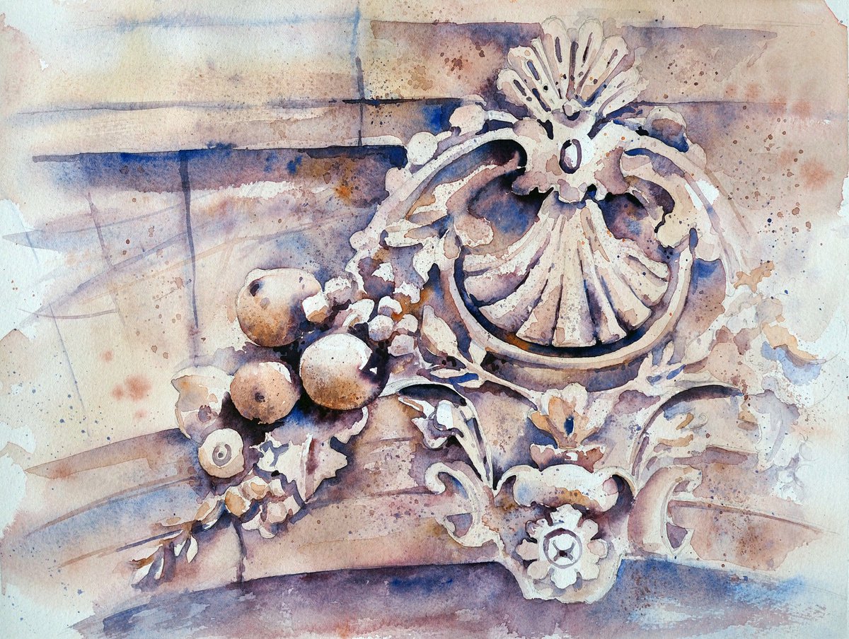 Impressionistic Cityscapes Watercolour By Delnara El, 14 X 11, Architectural Element In Istanbul, Original Artwork