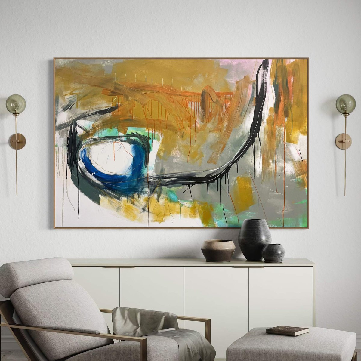 Abstract Acrylic Painting By Cheryl Harrison, 59 X 39, Country Road, Original Artwork