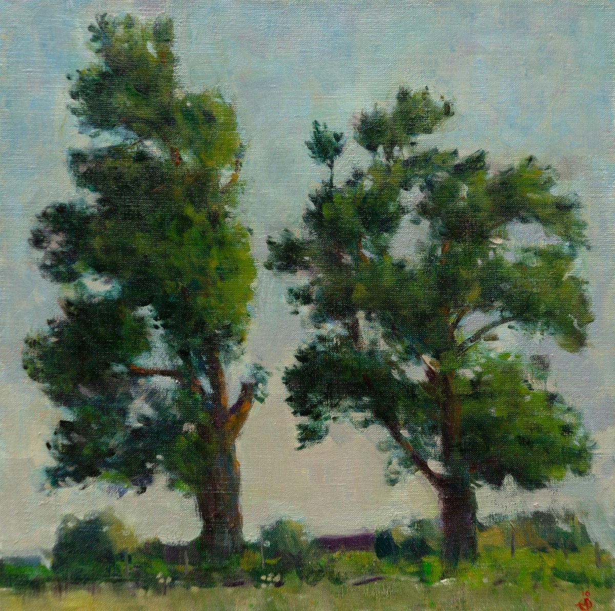 Impressionistic Landscape Oil Painting By Anastasia Borodina, 18 X 18, Twain - Original Oi Painting, Original Artwork