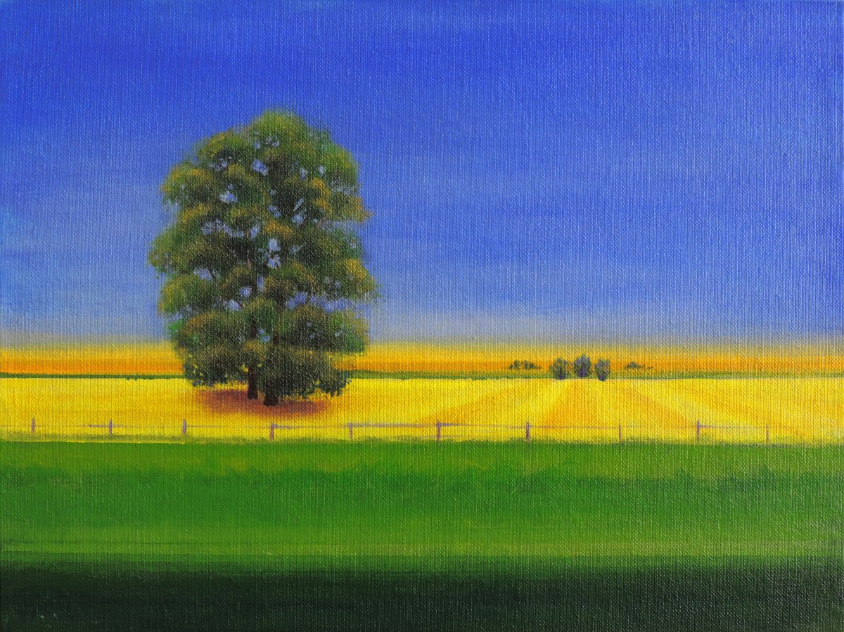 Impressionistic Landscape Acrylic Painting By Laura Cabral, 9 X 7", Along The Way, Original Artwork