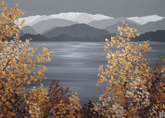 Golden trees on Ullswater, The Lake District