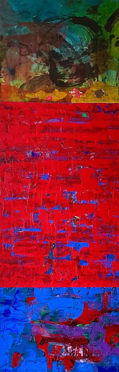 Abstract Oil Painting By Mauro Carac, 20 X 59", Journey 2, Original Artwork