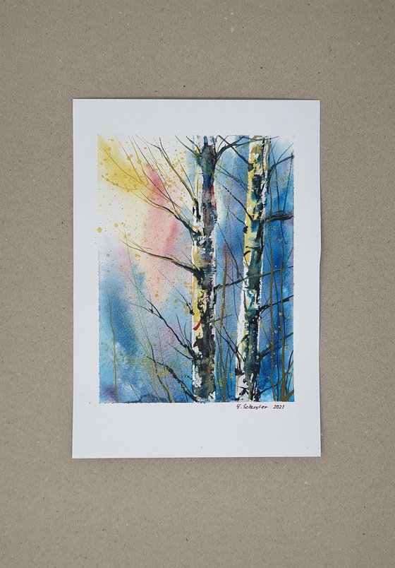 8/20 ORIGINAL WATERCOLOR painting. Trees series