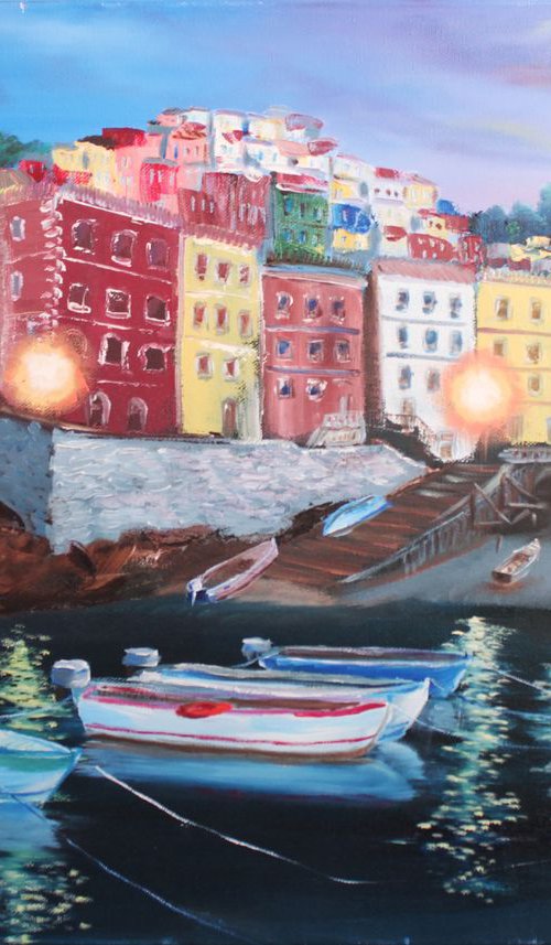 Evening in Riomaggiore Italy by Dmitry Fedorov