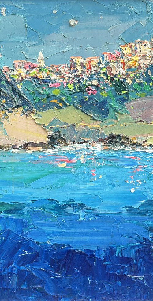 Corniglia Cinque Terre Oil Painting on Canvas by Agostino Veroni