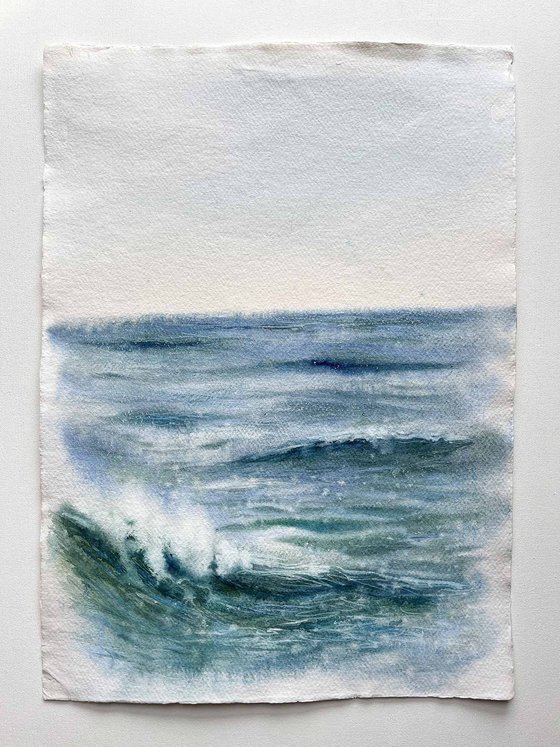 "Ocean Diary, June 26th, 2020" mixed-media painting