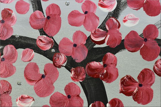 Soul sisters   acrylic abstract painting cherry blossoms nature painting, canvas wall art