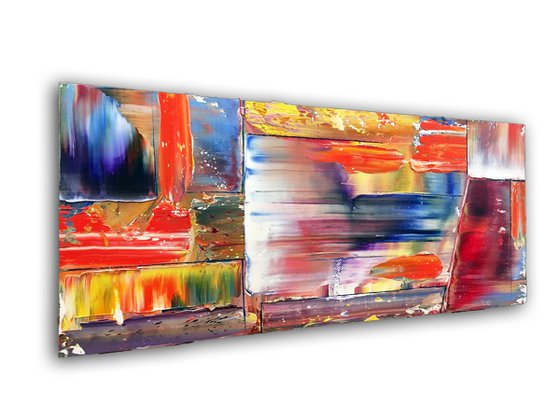 "The Space Between Us" - SPECIAL PRICE-  Original PMS Oil Painting On Reclaimed Wood - 38 x 16 inches