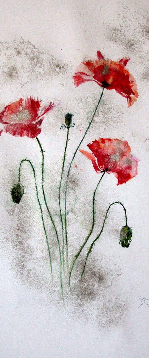 Poppies in silver by Kovács Anna Brigitta