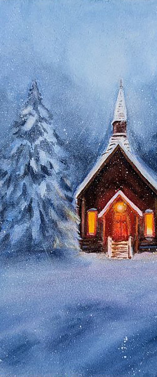 Chapel in the Snowfall by Maryna Boiko