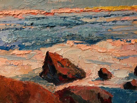 Light again seascape oil painting