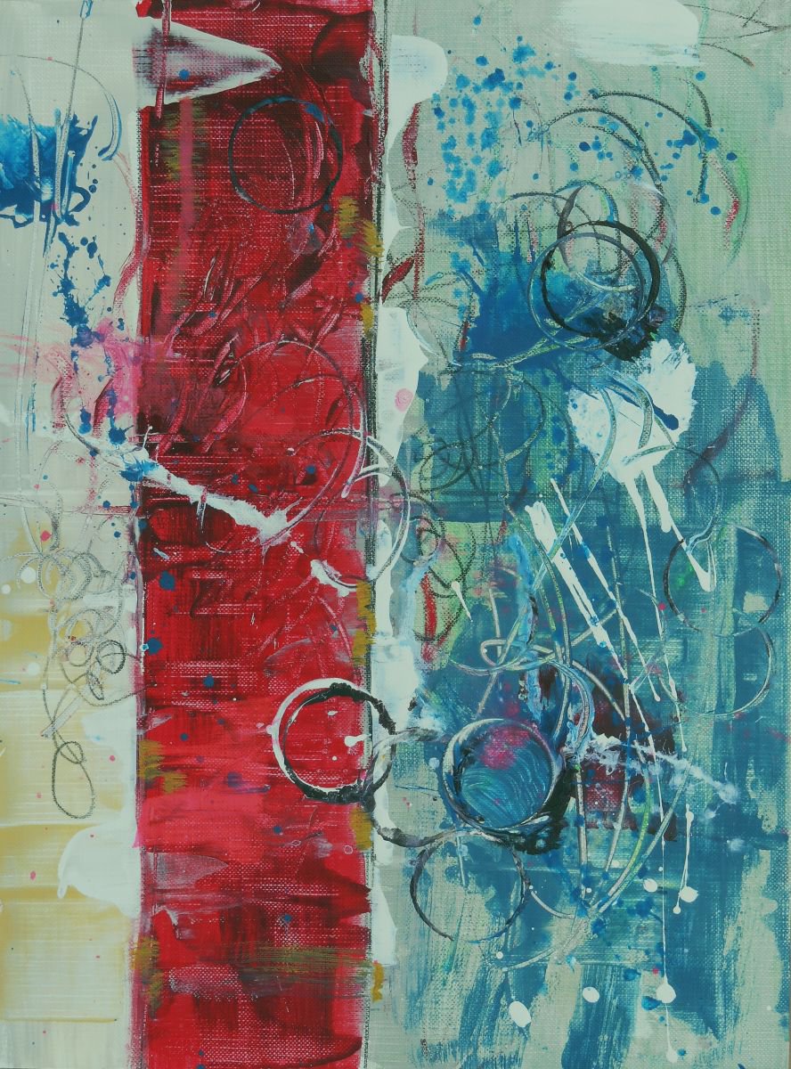 Abstract Painting By Cynthia Ligeros, 9 X 12, Never Go Home, Original Artwork