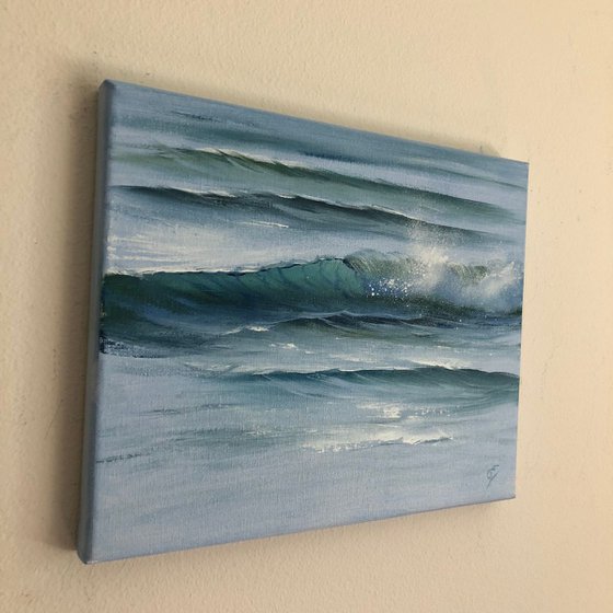 Deliverance, ocean wave oil painting by Eva Volf