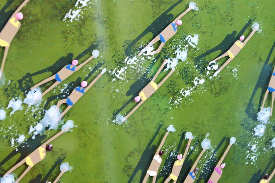 Swimmers 475 in Lake Carezza Italy epoxy resin green water