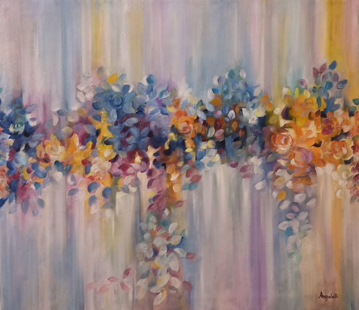 Abstract Oil Painting By Anna Rita Angiolelli, 31 X 28, Emotions, Original Artwork