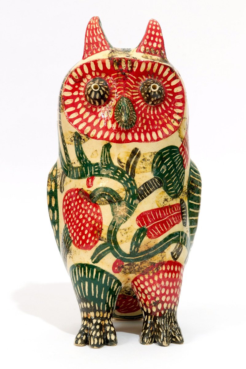 Naive Animal Clay Sculpture By Yuliia Dunaieva, 5 X 9", Owl, Original Artwork