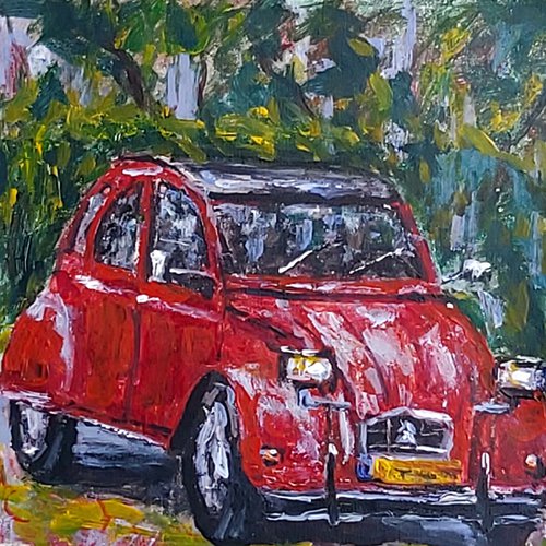 old French red Beauty. 2CV by Dimitris Voyiazoglou