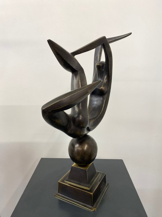 Levitation contemporary bronze sculpture