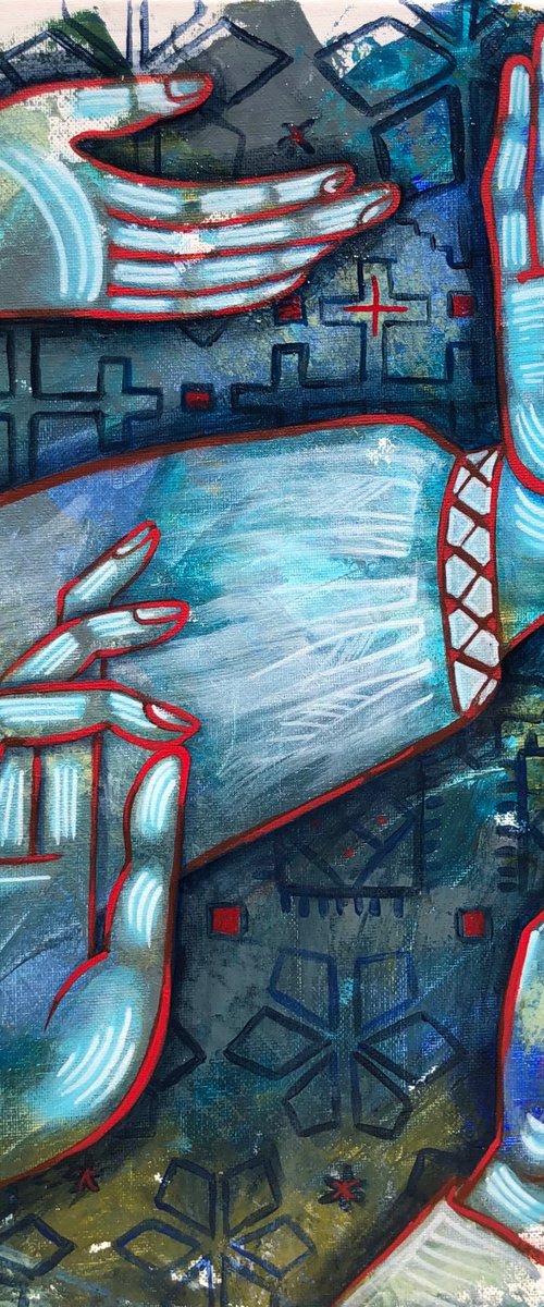 “Personal boundaries” abstract folk hand painting by Yuliia Chaika