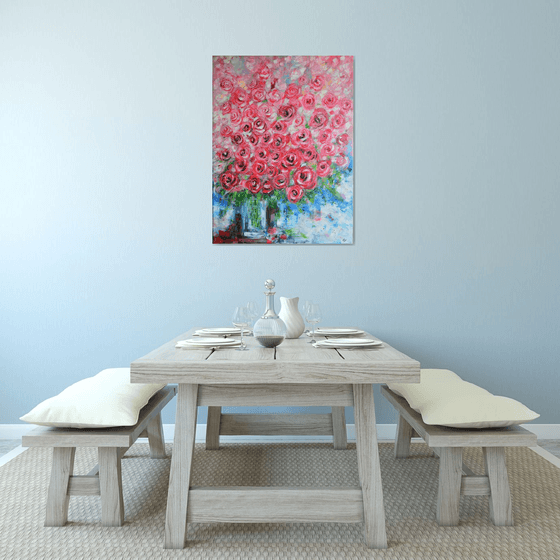 Bouquet of Roses -Large Home Decor Modern abstract flowers