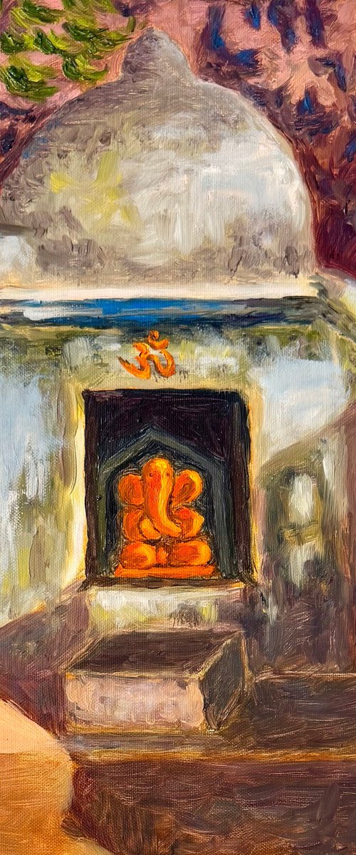 Ancient Ganesha under a tree by Uma  Krishnamoorthy