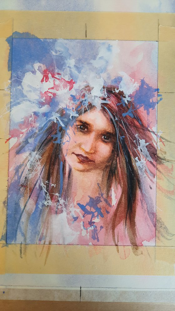 Bohemian Girl - original watercolour portrait