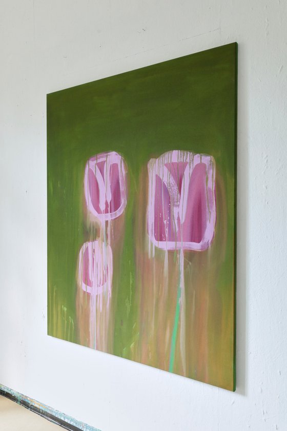 Talking Fast / Magenta Tulips On Dark Green