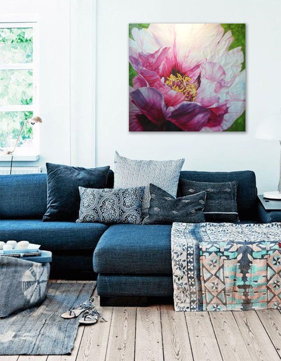 Peony painting large format painting peony flowers on canvas