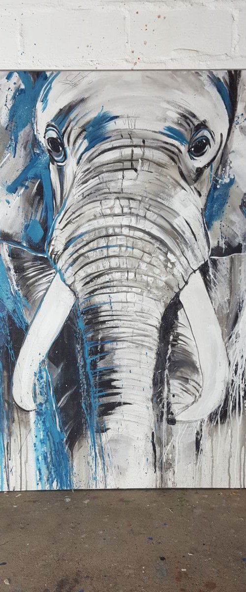 Elephant #3 - Large Painting 80x100 cm by Stefanie Rogge