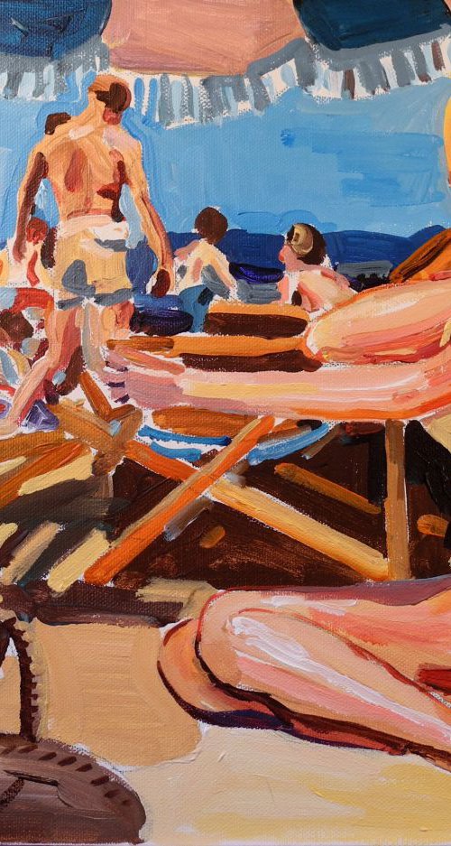 Beach Scene 1955 by Stephen Abela