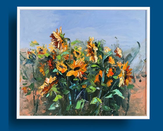 Blooming meadow,sunflowers.