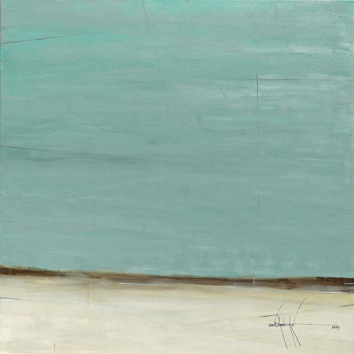 Abstract Landscape Acrylic Painting By Amrish Malvankar, 30 X 30, Boundless Blue, Original Artwork