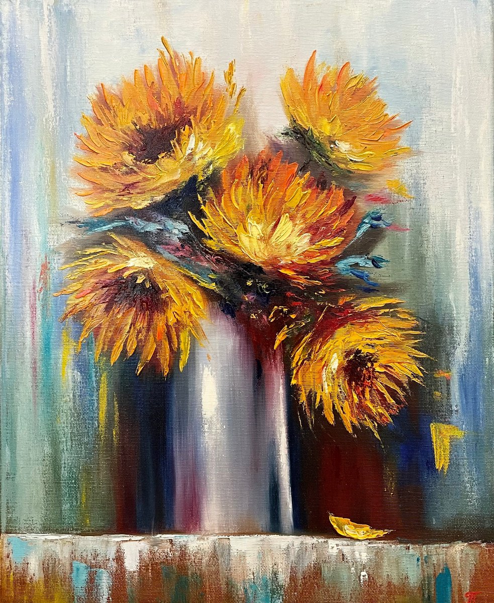 Colorful sunflowers by Tanja Frost