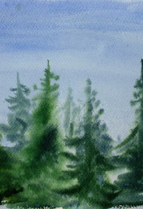 Spruces /  ORIGINAL PAINTING by Salana Art