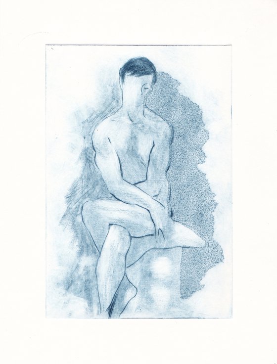 Seated male nude