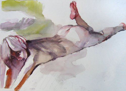 nude  lying  pose by Goran Žigolić Watercolors