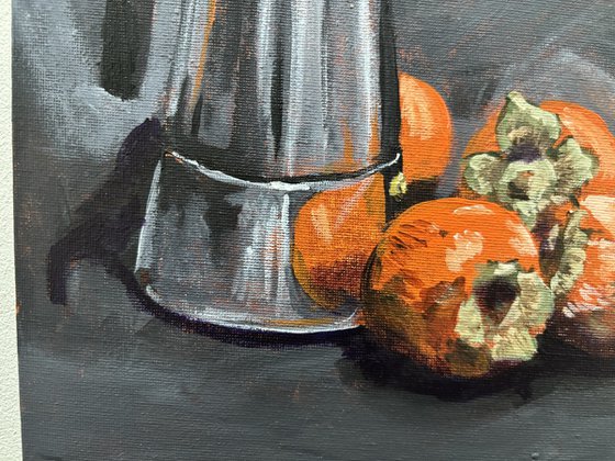 Persimmon and Vintage Coffee Pot