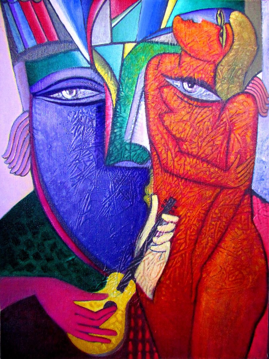 Cubist painting ,,Muse,, by Van Hovak