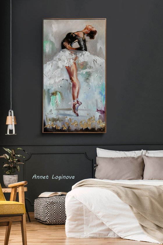 Inspired woman oil painting, Ballet dancer canvas art