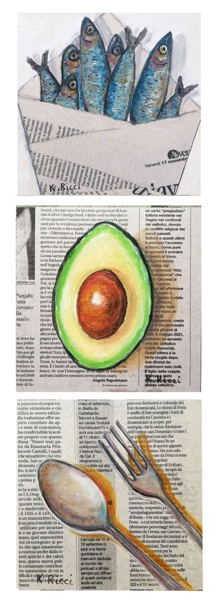 Impressionistic Still Life Oil Painting By Katia Ricci, 6 X 6", Taste Tribune News-Inspired, Original Artwork