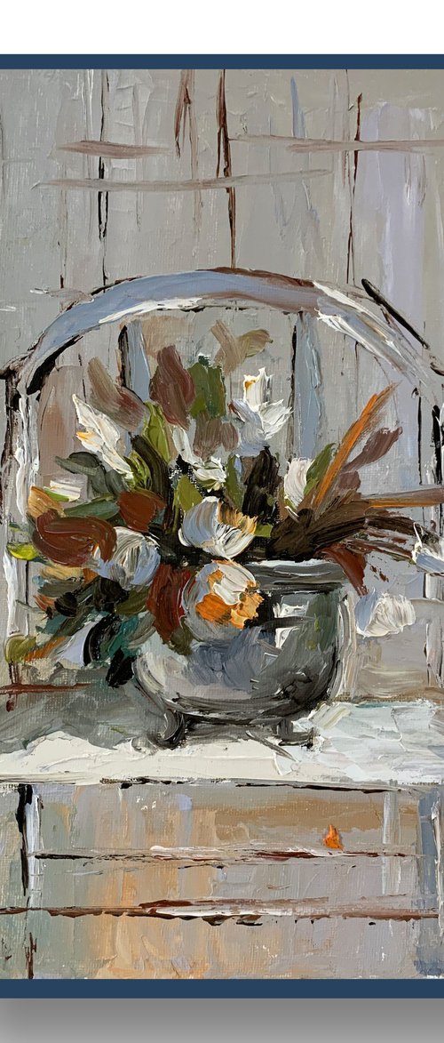 Flowers in a silver pot by Vita Schagen