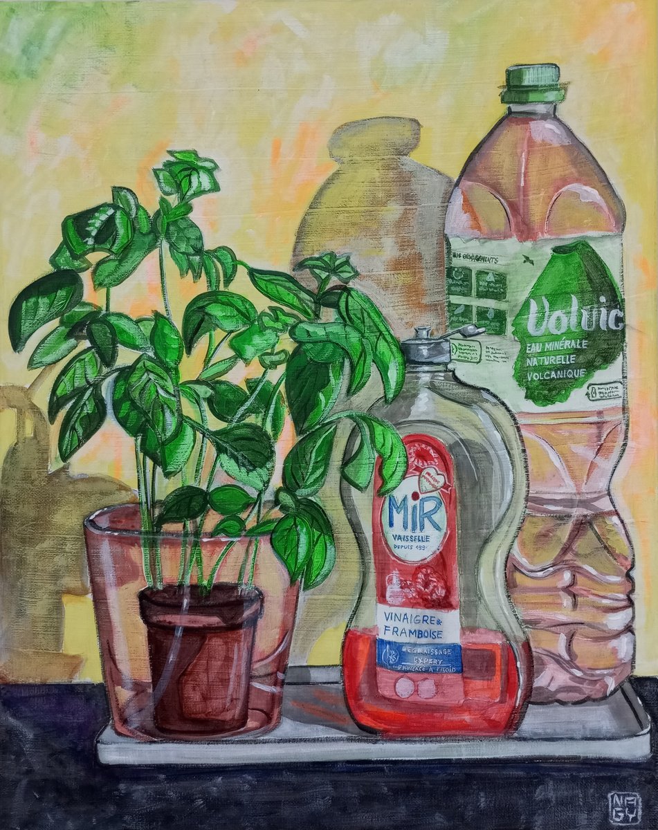 Still Life Acrylic Painting By Peter Nagy, 16 X 20", In The Kitchen, Original Artwork