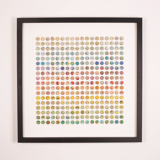 324 World Map Rainbow Dots Framed in Black