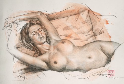 Drawing female nude #20214 by Hongtao Huang