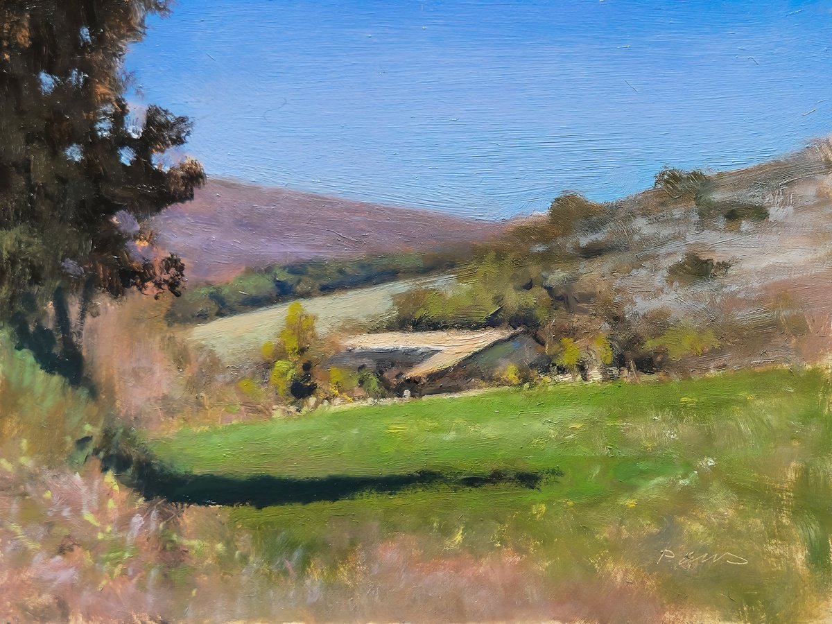 Impressionistic Landscape Oil Painting By Pascal Giroud, 8 X 6", Early Spring At Chateauneuf, Original Artwork