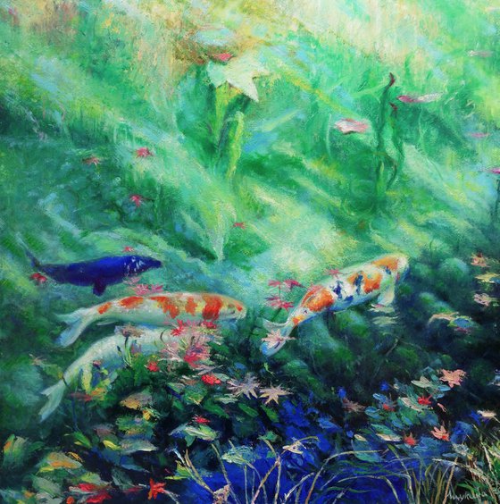 Japanese garden 3. Original oil painting