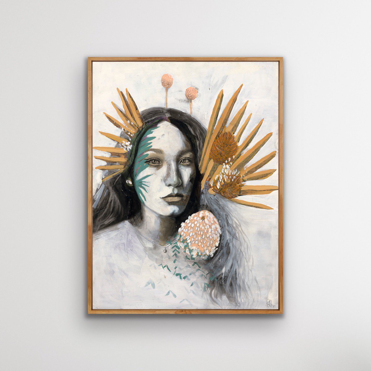 Surrealistic Portrait Acrylic Painting By Rosie Gordon, 25 X 33", Bloom, Original Artwork